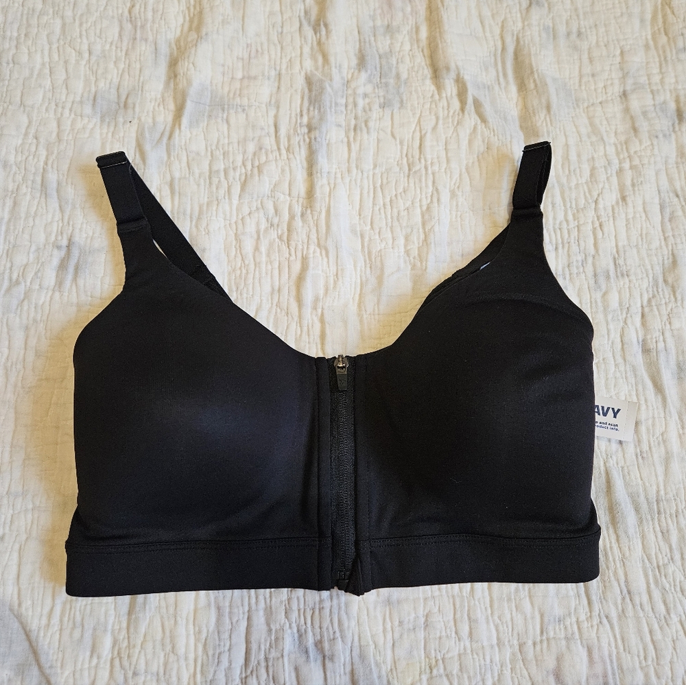 Old Navy PowerSoft Go Dry Front-Zip Sports Bra NWT 34DD